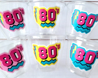 80'S PARTY CUPS - 80's Birthday Cups 80's Party Cups 80's Decorations 80's Birthday Party 80's Birthday Party Decorations 80's Party 80's