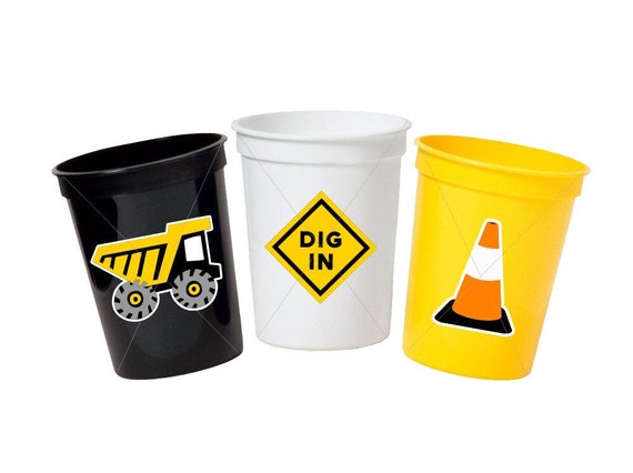 CONSTRUCTION PARTY CUPS - Construction Truck Cups Construction Truck Cups Construction Birthday Construction Party Construction Decorations Il_570xn