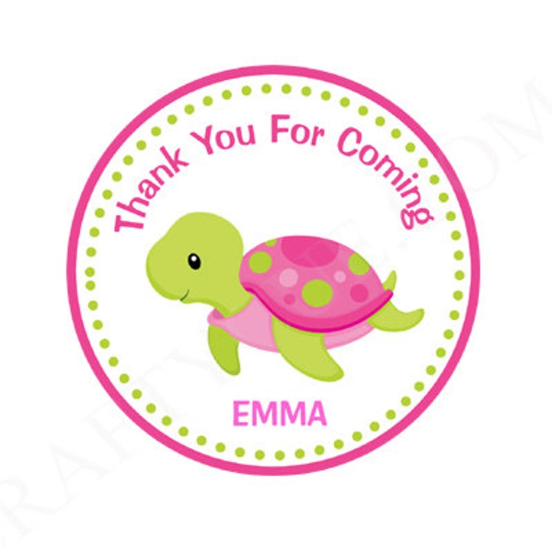Turtle Favor Tags Favors Baby Shower Birthday Party Girl Under The Sea