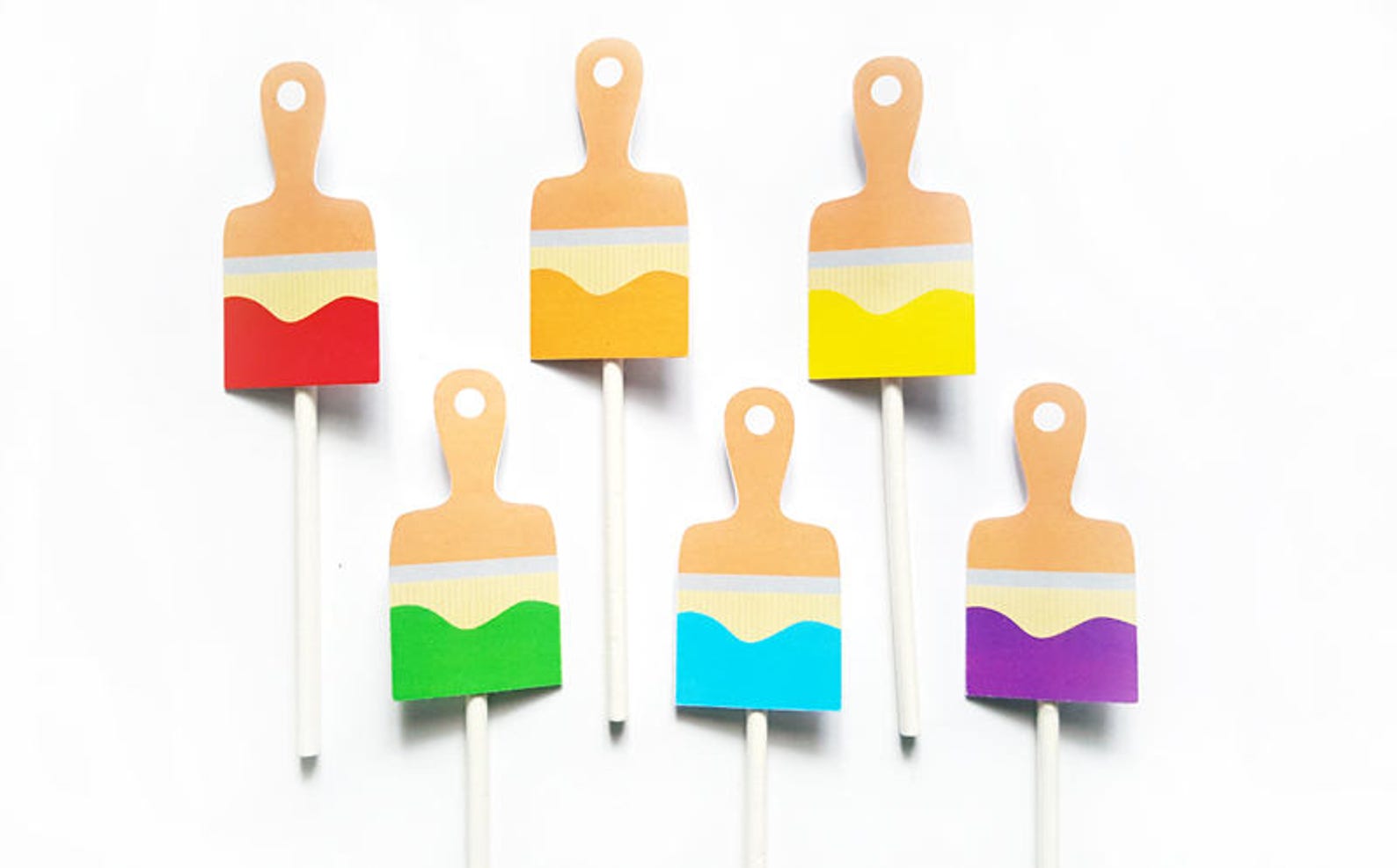 Paint Brush Cupcake Toppers Paint Party Cupcake Toppers Art Etsy