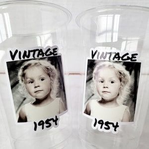 Custom Plastic Party Cups Personalized Party Cups Personalized 70th Birthday Cups Vintage 70th Cups 1954 Custom Face Party Cups Decorations