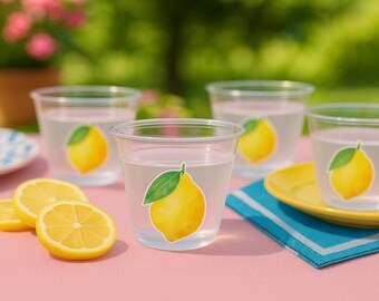 Lemon Party Cups, Lemon Birthday, Lemon Party, Lemon Party Favors, Lemon First Birthday, Lemon Baby Shower, Lemon Decorations, Lemonade