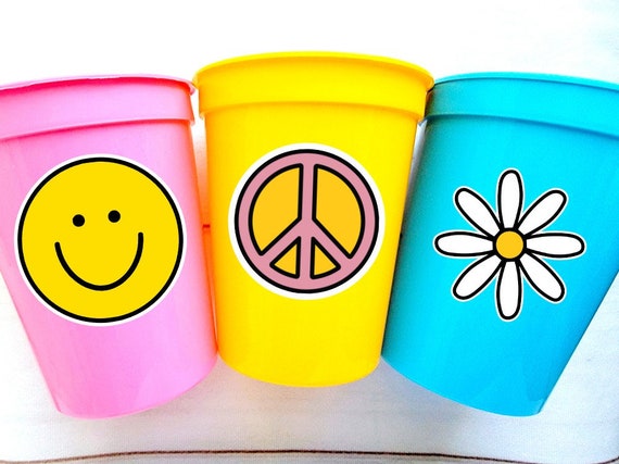 70'S PARTY CUPS - 70's Birthday Cups 70's Party Cups 70's Decorations 70's Birthday Party 70's Birthday Party Decorations Hippie Party Decor Il_570xn