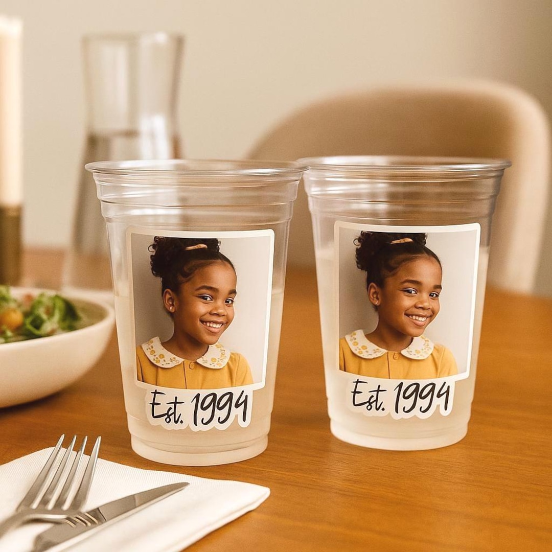Est 1996 Custom Plastic Party Cups Personalized Birthday Custom Face ...