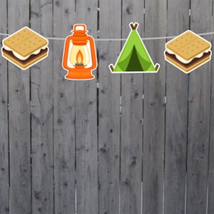 Camping Banner, Camping Garland, Camp Birthday Banner, Camping Decoration, Camping Photo Prop, S'mores Banner, Camping Tent Banner-92020314A