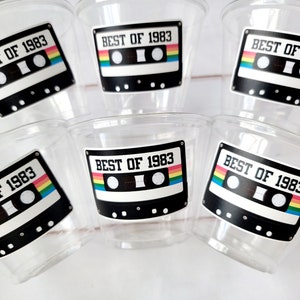 40th PARTY CUPS 40th Birthday Decoration 40th Party Favors 40th Party 40th Birthday Cassette Tape Party Best of 1983 Birthday Vintage 1983 image 2