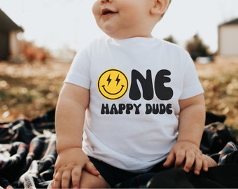 Ein glücklicher Dude-T-Shirt, ein glücklicher Dude-erster Geburtstags-Hemd, ein glücklicher Dude-Geburtstags-Hemd, glückliches Gesichts-Hemd, 1