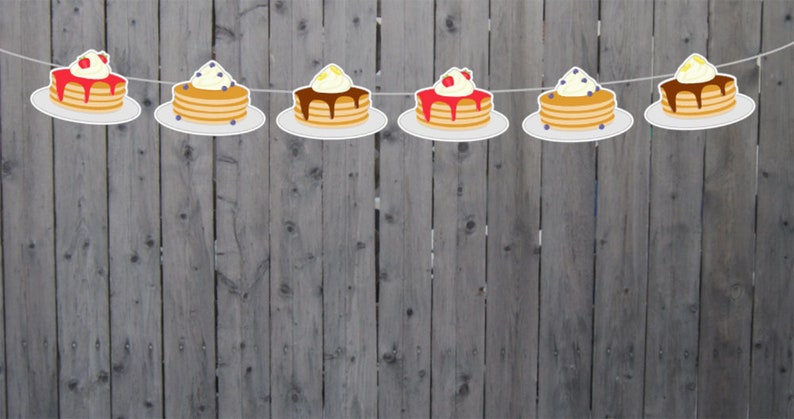 Pancake Garland, Pancake Banner, Pancakes and Pajamas, Slumber Party, Pancake Photo Prop, Pancake Decorations, 101020137P image 1