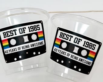 Vasos para fiesta de 40 cumpleaños - Lo mejor de 1983 Fiesta de 40 cumpleaños Recuerdos para 40 cumpleaños Vasos para fiesta de 40 cumpleaños Decoraciones para fiesta de 40 cumpleaños Vasos para fiesta de cumpleaños de 1983