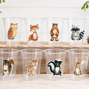 WOODLAND PARTY Cups- Woodland Cups Woodland Animals Woodland Decorations Woodland Birthday Woodland Baby Shower Woodland Birthday Party image 4