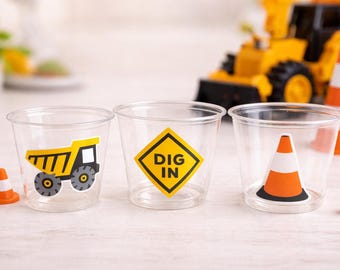CONSTRUCTION PARTY CUPS - Dump Truck Party Cups Construction Truck Cups Construction Birthday Construction Party Construction Decorations