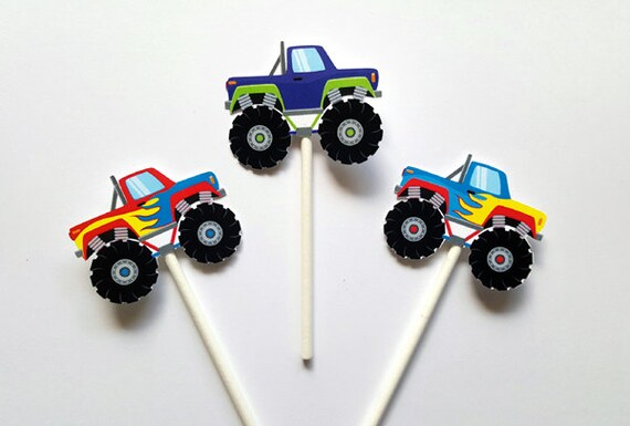 Monster Truck Cupcake Toppers Monster Truck Cake Toppers Etsy