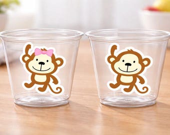 MONKEY PARTY CUPS - Monkey Birthday Cups, Monkey Party Cups Monkey Baby Shower Monkey Decorations Monkey Party Supplies Monkey Party Favors