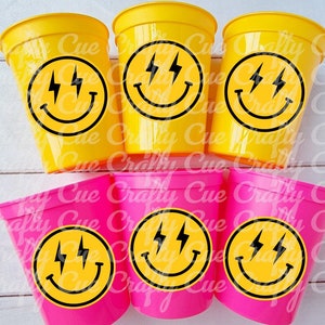 Happy FACE CUPS - One Happy Girl 1st Birthday Happy Happy Face First Birthday Happy Happy Face Cups Happy Face Favors Happy Face
