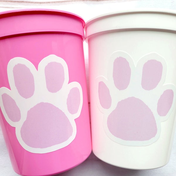 PAW PRINT PARTY Cups - Dog Party Cups Paw Cups Puppy Party Cups Dog Birthday Party Puppy Birthday Party Puppy Party Decorations Pink Paw