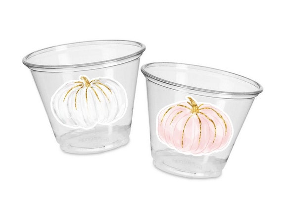 PINK PUMPKIN PARTY Cups - Pink Pumpkin Party Pink and Gold Pumpkin Cups Little Pumpkin Fall Baby Shower Pink Pumpkin Little Pumpkin Cups Il_570xn