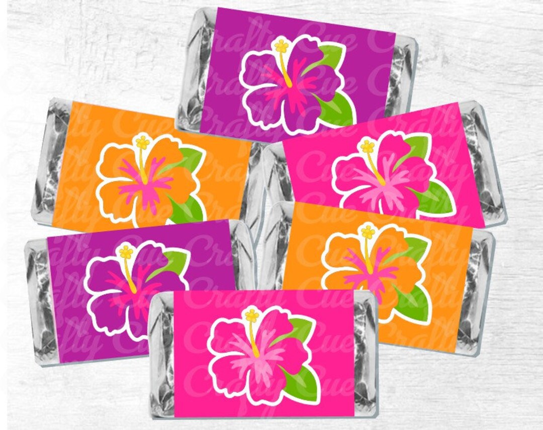 30 LUAU PARTY STICKERS Luau Candy Wrapper Stickers Luau Party Favors
