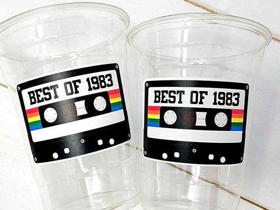 40th PARTY CUPS 40th Birthday Decoration 40th Party Favors 40th Party 40th Birthday Cassette Tape Party Best of 1983 Birthday Vintage 1983 Il_570xn