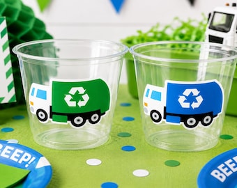 GARBAGE TRUCK PARTY Cups - Garbage Truck Treat Cups Garbage Truck Party Favors Garbage Truck Birthday Favors Trash Garbage Birthday Recycle