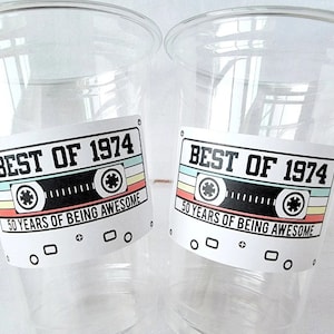 50th PARTY CUPS 50th Birthday Decoration 50th Party Favors 50th Party 50th Birthday Cassette Tape Party Best of 1975 Birthday Vintage 1975