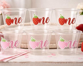 STRAWBERRY PARTY CUPS - Strawberry Birthday Cups Strawberry Cups First Birthday Strawberry One Party Decorations Strawberry Baby Shower