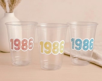 40th PARTY CUPS -1986 40th Birthday Party 40th Birthday Favors 40th Party Cups 40th Party Decorations Vintage 1986 Birthday Party Cups Retro