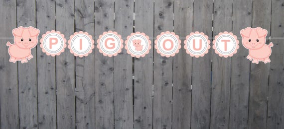 Pig Banner, Pig Birthday, Pig Party, Pig Baby Shower, Pig Out, Farm Birthday Banner Il_570xn