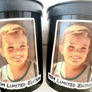 Custom Plastic Party Cups Personalized Party Cups Personalized 50th Birthday Cups Vintage 50th Cups 1975 Custom Face Party Cups Decorations image 1