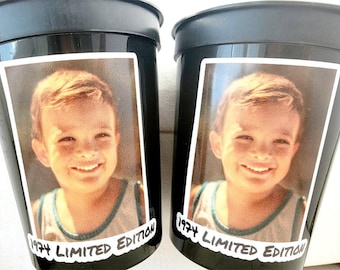 Custom Plastic Party Cups Personalized Party Cups Personalized 50th Birthday Cups Vintage 50th Cups 1975 Custom Face Party Cups Decorations