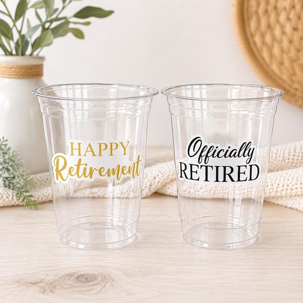 VASOS PARA FIESTAS DE JUBILACIÓN - Recuerdos para fiestas de jubilación Vasos para fiestas de jubilación Decoraciones para fiestas de jubilación Oficialmente jubilado Vasos para fiestas de jubilación Jubilado