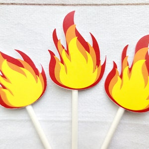 Fire Cupcake Toppers, Flame Cupcake Toppers, Firetruck Cupcake Toppers, Fireman Cupcake Toppers 71519520P
