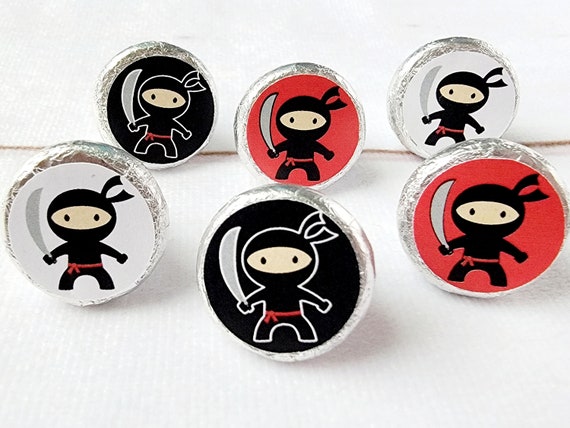 180 - Ninja Party Stickers Ninja Party Favors Ninja Birthday Favors Ninja Candy Stickers Ninja Candy Wrappers Ninja Party Ninja Decorations Il_570xn