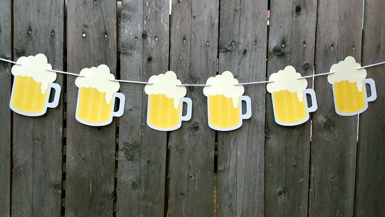 Beer Mug Banner, Beer Mug Garland, Bachelor Party Banner, Sports Party Banner, 21st Birthday Banner Father's Day Banner 50th Birthday Cheers image 2