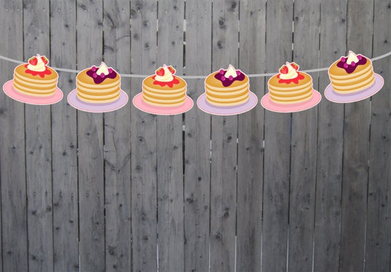 Pancake Garland, Pancake Birthday Banner, Pancake Banner, Pancakes and Pajamas, Slumber Party, Pancake Photo Prop, Pancake Decorations Il_570xn