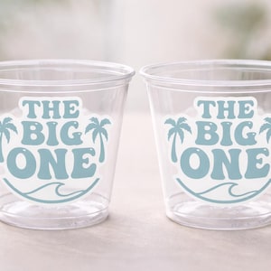 Beach Surf Birthday Cups, The Big One Cups, 1st Birthday Party Cups, Beach Surf Party Favors, Surfs Up Cups, Surfer Catch A Wave Cups, Surf