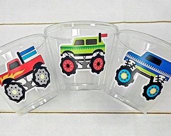 MONSTER TRUCK PARTY Cups - Monster Truck Treat Cups Monster Truck Birthday Monster Truck Party Monster Truck Party Favors, Monster Truck Cup