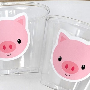 PIG PARTY CUPS - Pig Birthday Cups Pig Party Favors Farm Party Cups Pig ...