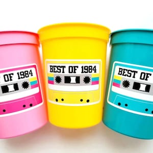 40th PARTY CUPS - Best of 1984 40th Birthday Party 40th Birthday Favors 40th Party Cups 40th Party Decorations 1984 Birthday 80's Party Cups