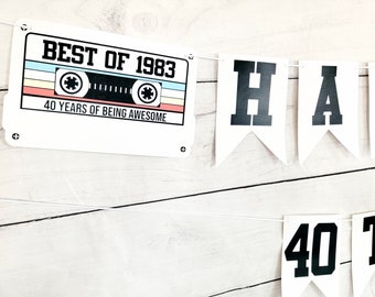 BEST OF 1983 - 40th Birthday Banner 1983 Banner 1983 Party Decorations 40th Party Decorations 40th Party Banner 40 Birthday Party Banner 80s