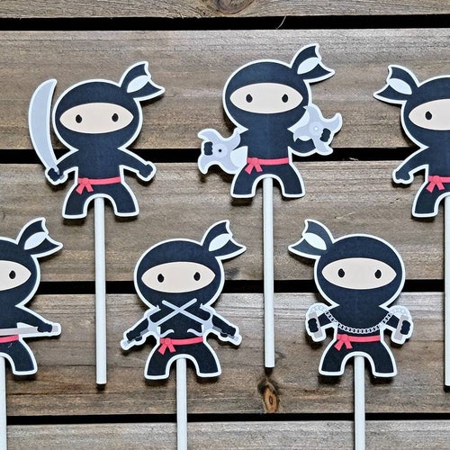 Ninja Cupcake Toppers Ninja Birthday Cupcake Toppers Ninja Etsy