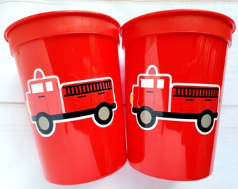 Firetruck Party Cups, Firetruck Treat Cups, Firetruck Party Favors, Firetruck Birthday Favors, Fire Truck Party Favors, Fire truck Birthday