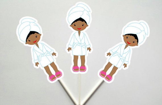Spa Birthday Cupcake Toppers - Spa Party Cupcake Toppers - Spa Cupcake Toppers (6517258A) Il_570xn