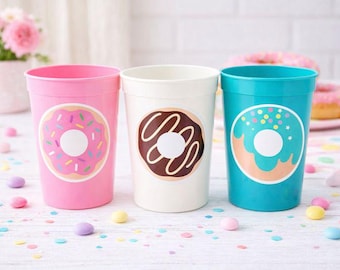 DONUT PARTY CUPS- Donut Birthday Party Donut Grow Up Donut Party Decoration Donut Birthday Decoration Donut First Birthday Donut Baby Shower