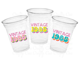 40th PARTY CUPS - 1985 Cups 40th Birthday Party 40th Birthday Favors 40th Party Cups 40th Party Decorations 1985 Birthday Party Cups 80s Cup