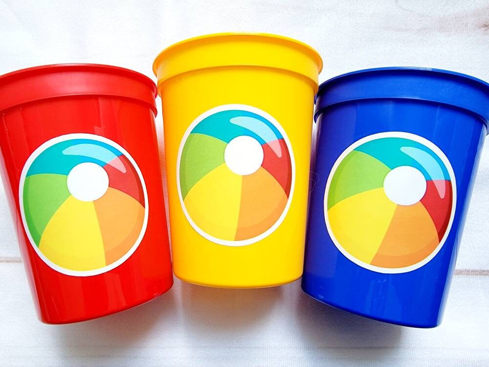 BEACH PARTY CUPS Beach Ball Cups Beach Cups Beach Ball Party Etsy