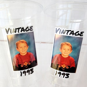 Custom Plastic Party Cups Personalized Party Cups Personalized 30th Birthday Cups Vintage 30th Cups 1994 Custom Face Party Cups Decorations image 2