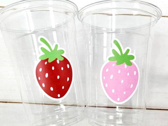 STRAWBERRY PARTY CUPS - Strawberry Birthday Cups Strawberry Cups First Birthday Strawberry Party Decorations Strawberry Baby Shower Il_570xn