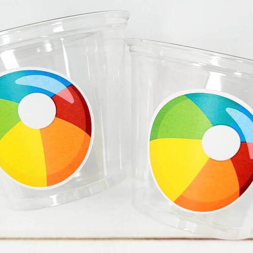 BEACH PARTY CUPS Beach Ball Cups Beach Cups Beach Ball Party Etsy