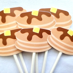 Pancake Cupcake Toppers, Pancakes and Pajamas Decorations