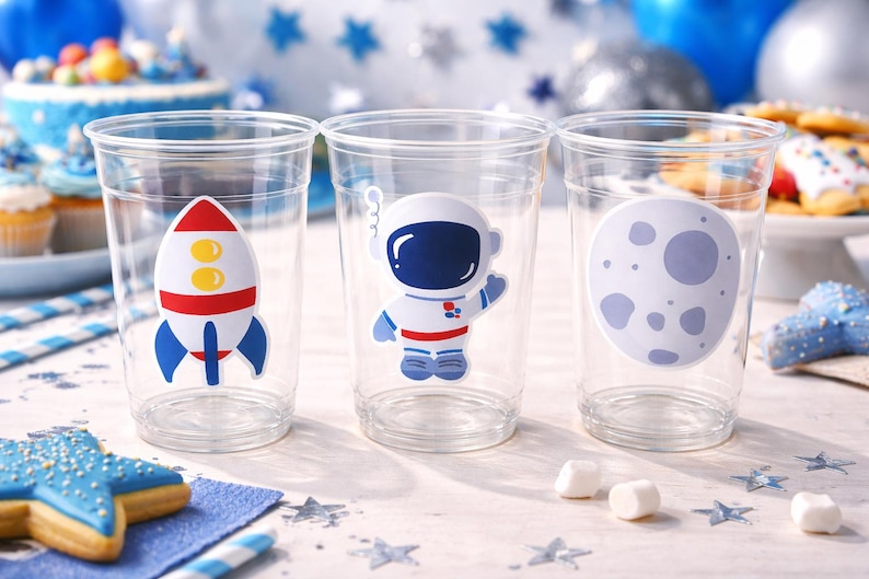 Space Party Cups Astronaut Party Cups Space Birthday Cups Outer Space Birthday Rocket Party Planet Party Astronaut Birthday Party Space Cup afbeelding 1